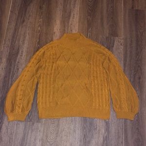 NEW Women’s Orange Coffee Knitted Puff Sleeves Sweater